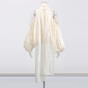 Temperament Bow Lace-up Off-shoulder Chiffon Shirt