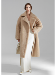 Oversized Teddy Fleece Coat for Women – Thick Shearling Jacket with Full Lining and Alpaca Wool Blend for Fall Winter