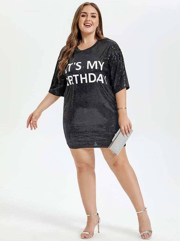 It's My Birthday Graphic Sequin Party Dress