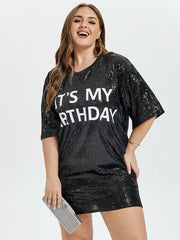 It's My Birthday Graphic Sequin Party Dress