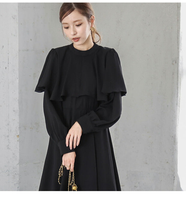 Loose Casual With Piece Long Sleeves And Round Neck Maxi Dress