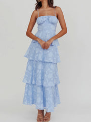 Spaghetti straps tiered maxi dress
