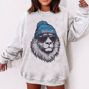 Detroit Football Fan Printed Long Sleeve Casual Top