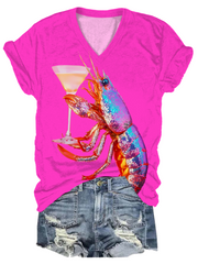 Glitter Disco Shrimp Art  V-neck T-Shirt