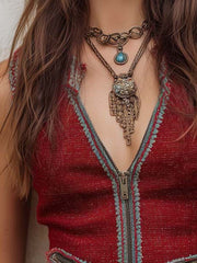 Bohemian Floral Contrast Trim Zip-up Vest