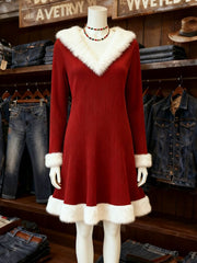 Women'S Casual Christmas Color-Blocked Dress