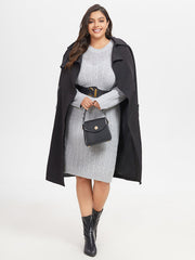 Solid Cable Knit Midi Sweater Dress