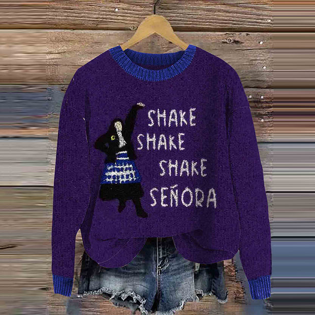 Never Trust The Living Shake Shake Shake Senora Halloween Movie Inspired Art Print Knitted Pullover Sweater