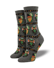 Halloween Witch Owl Creative Pattern Cotton Unisex Couple Mid-length Socks