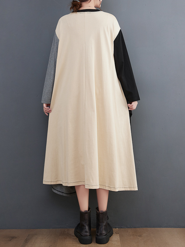 Loose Color-block Splicing Irregular Dress