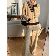 Temperament Double-Sided Jacquard Sweater Two-Piece Set