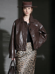 Motorcycle Style Leather Jacket for Women – Bold Lambskin Leather with Notched Collar, Chic and Gender-Neutral Outerwear