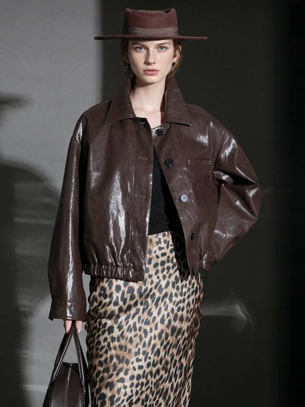 Motorcycle Style Leather Jacket for Women – Bold Lambskin Leather with Notched Collar, Chic and Gender-Neutral Outerwear