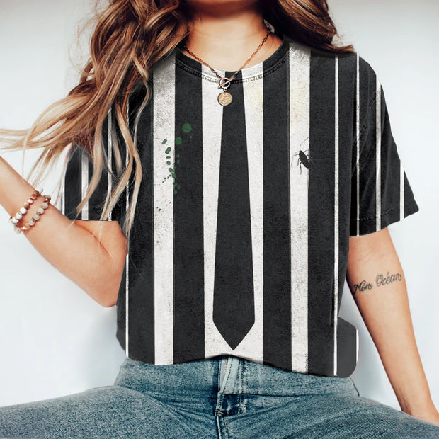 Halloween Horror Movie Inspired Striped Vintage T-Shirt