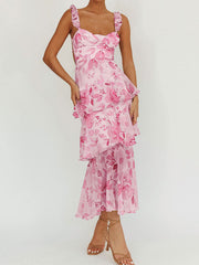 Wide straps tiered maxi dress