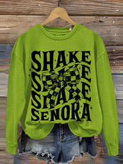 Shake Shake Shake Senora Bow Tie Halloween Art Printed Casual Sweatshirt