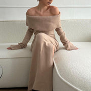 Sexy Boat Neck Knitted Dress