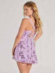 Boat neck sequin mini dress