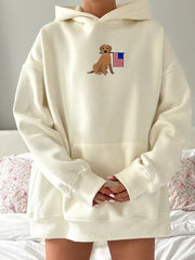 Crew neck embroided hoodie