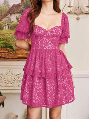 Puff sleeve lace dress
