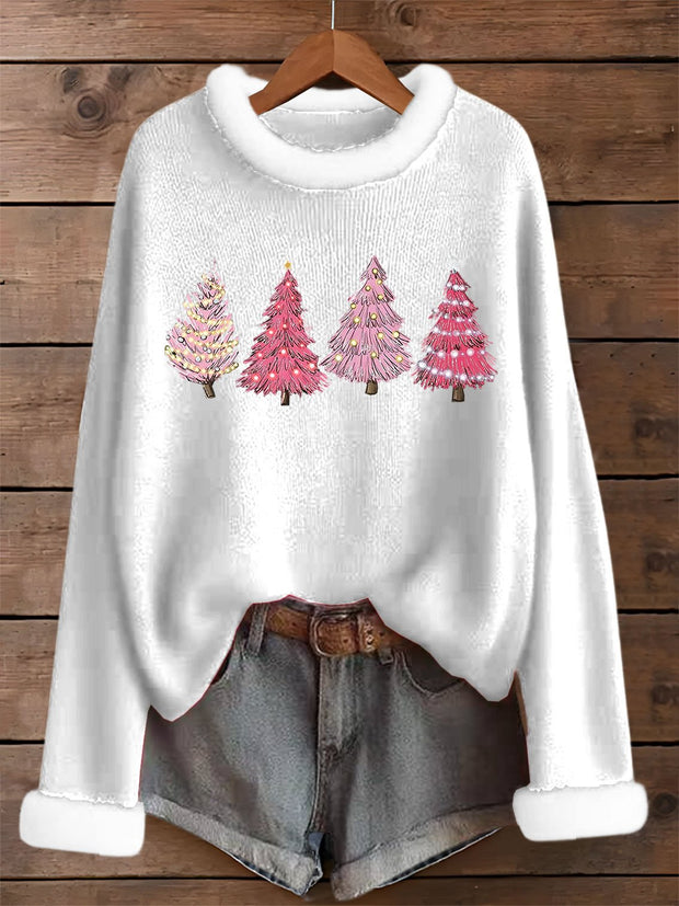 Women's Retro Christmas Tree Print Sweater