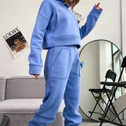 Casual pocket hooded tracksuit