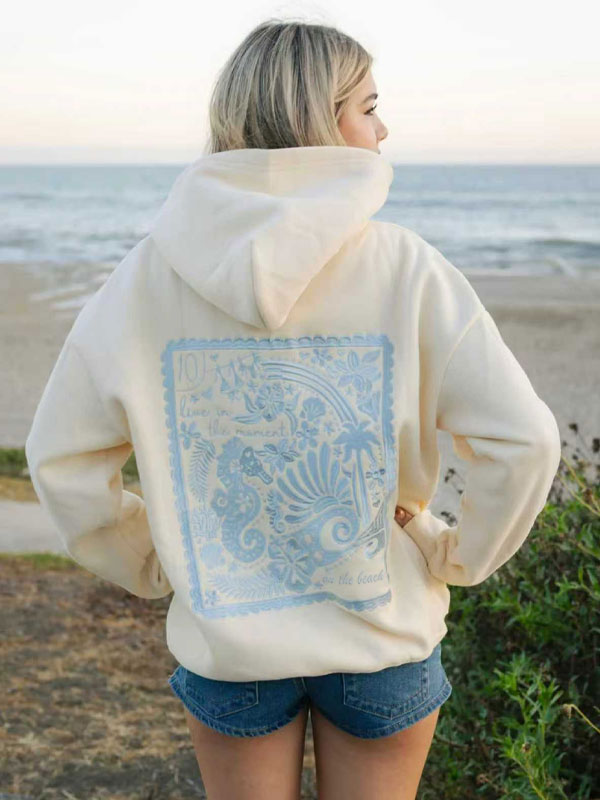 Crew neck embroided hoodie