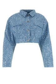 Women's Denim Sequined Jacket & Short Two-Piece Set