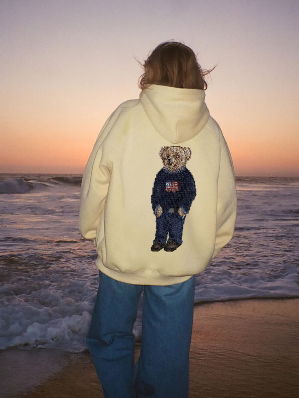 Crew neck embroided hoodie