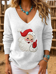 Women's Casual Printed Knitted Long Sleeve Top