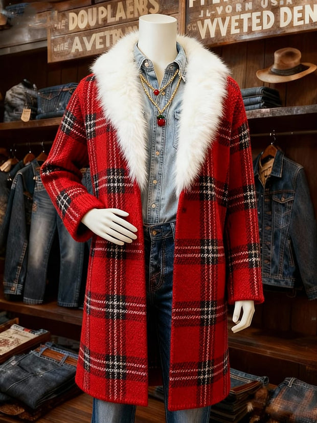 Women's Casual Christmas Color-Blocked Fleece-Lined Warm Jacket