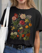 Vintage Garden Flowers Print Women's T-shirt