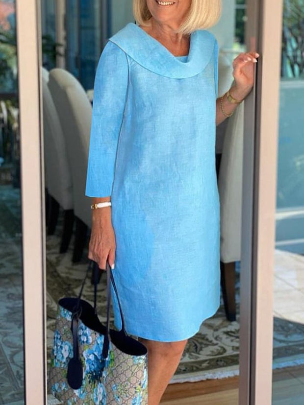 Women's Casual Solid Color Long sleeve Midi Dress