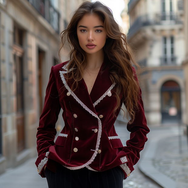 Fashionable And Elegant Women's Blazer Casual Short Velvet Jacket