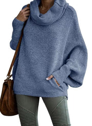 2024 Fall sale!!🍁Cowl Neck Batwing Sleeve Pullover Sweater with Pockets
