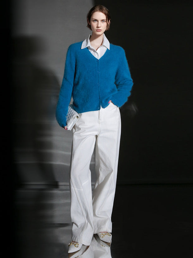 Elegant Cashmere Brushed Knit Cardigan – Soft Luxury Sweater Jacket for Women, Cozy Chic Layer for Fall