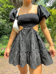 Black embroidered dress