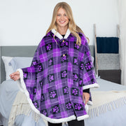 Super Cozy Paw Print Blanket Hoodie Cape
