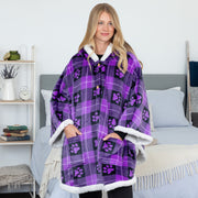 Super Cozy Paw Print Blanket Hoodie Cape