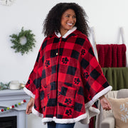 Super Cozy Paw Print Blanket Hoodie Cape