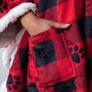 Super Cozy Paw Print Blanket Hoodie Cape