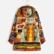 Wearshes Casual Retro Print Plus Velvet Coat