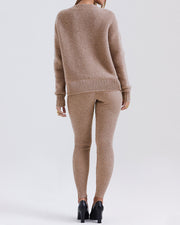 Chic V-neck cardigan + slim-fitting trousers knitted two-piece set