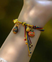 Stylish Rainbow Overgild Hand Knitting Animal Colorful Rope Charm Bracelet