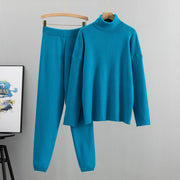 Turtleneck knitted sweater wide-leg pants two-piece set