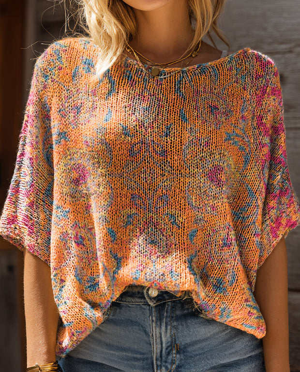 Women's Ethnic Totem Art Pattern Print Casual Pullover Sweater
