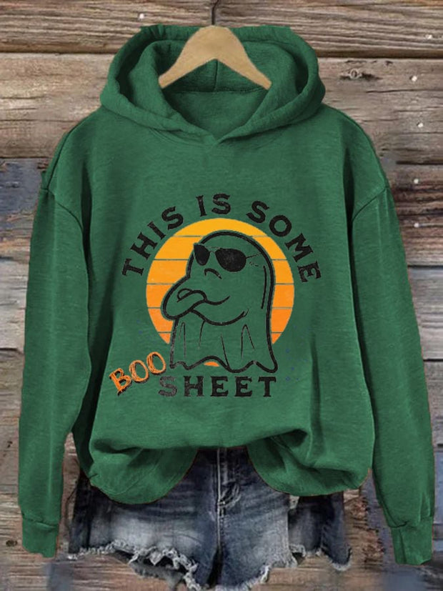 Women's Funny Halloween Ghost This Is Some BOO SHEET Casual Hoodie