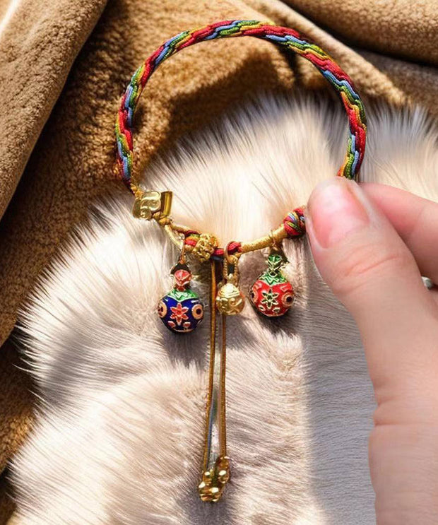 Stylish Rainbow Overgild Hand Knitting Animal Colorful Rope Charm Bracelet