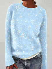 Women's Blue Christmas Snowflake Art Casual Sweater