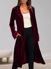 Solid Color Kimono Pocket Casual Open Front Duster